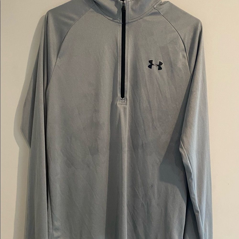 Gray Under Armour long sleeve shirt.